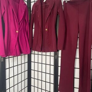 Elegant Burgundy Women's Pantsuit Set - Size Large, fit is Size Small